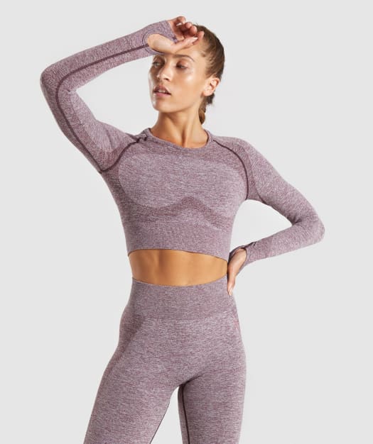 Gymshark Flex Sports Long Sleeve Crop Top - Berry/Rose
