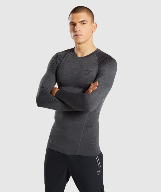 Gymshark Element+ Baselayer Long Sleeve Top - Black Marl