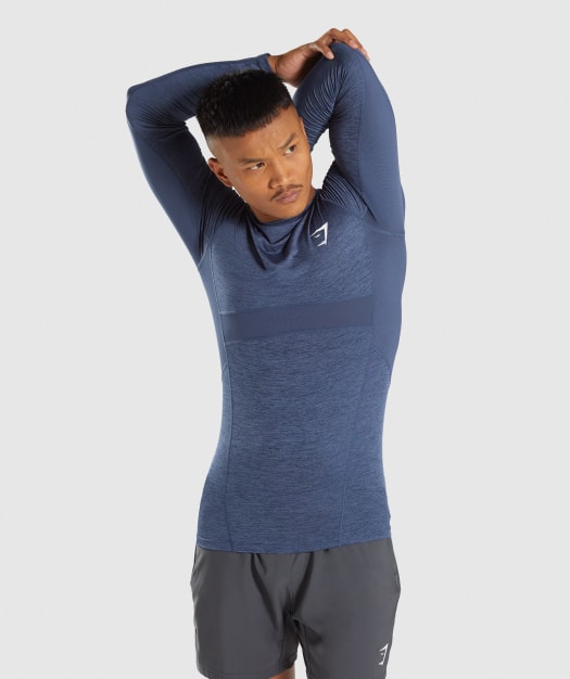 Gymshark Element+ Baselayer Long Sleeve Top - Sapphire Blue Marl