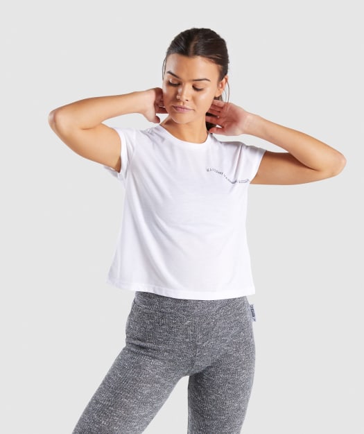 Gymshark Essential Be A Visionary Tee - White/Indigo