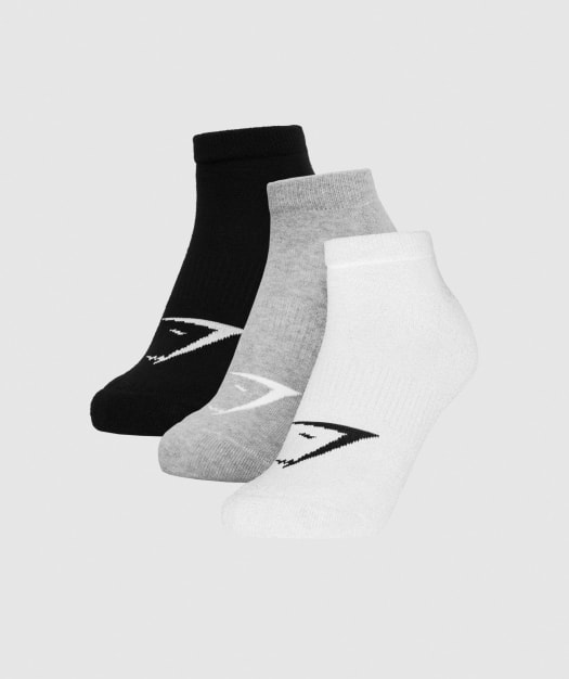 Gymshark Mens Trainer Socks (3pk) - White/Grey Marl/Black