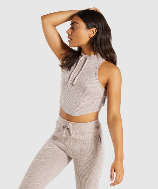 Gymshark Slounge Crop Top - Taupe Marl