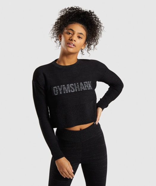 Gymshark Time Out Knit Sweater - Black Marl