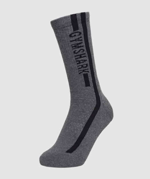 Gymshark Unisex Side Stripe Socks (1pk) - Charcoal/Black