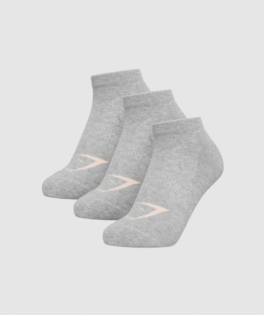 Gymshark Womens Ladies Trainer Socks (3pk) - Grey