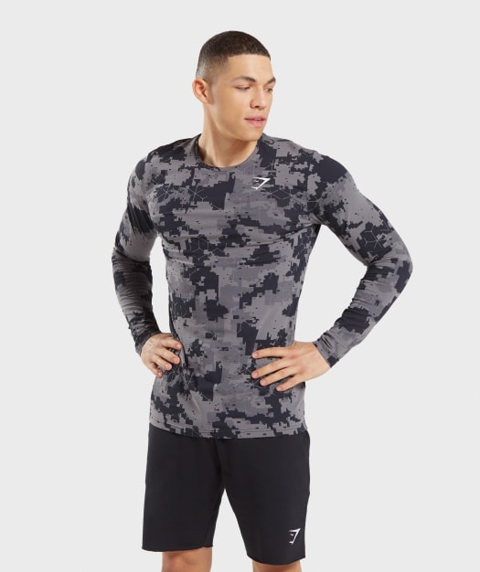 Gymshark Critical Long Sleeve T-Shirt - Camo print Image A