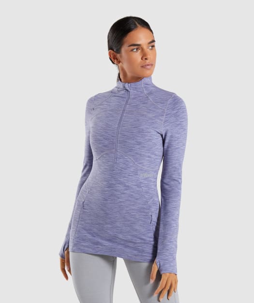 Gymshark Limit 1/2 Zip Pullover - Steel Blue Marl