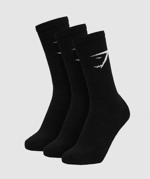 Gymshark Mens Crew Socks (3pk) - Black