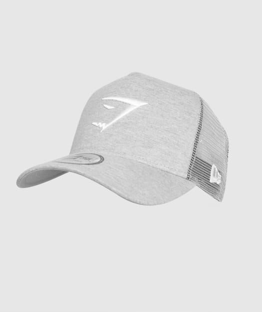 Gymshark New Era Mesh Trucker - Grey Marl/White