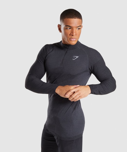 Gymshark Premium Seamless 1/4 Zip Pullover- Charcoal Marl
