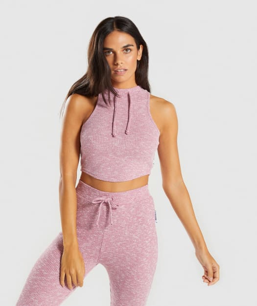 Gymshark Slounge Crop Top - Dusky Pink Marl