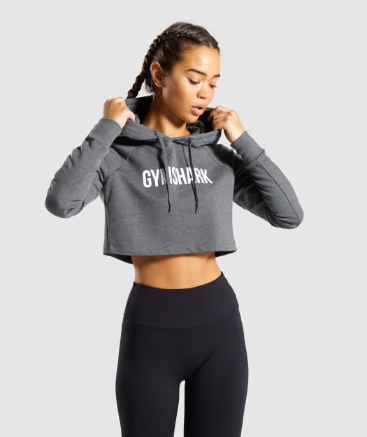 Gymshark Training Cropped Hoodie - Charcoal Image A