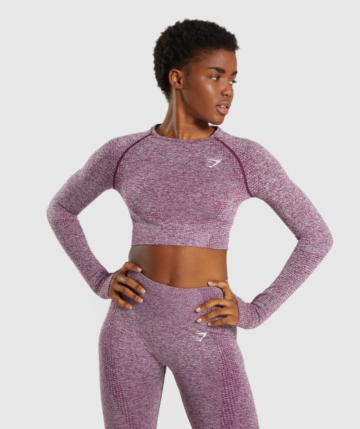 Gymshark Vital Seamless Long Sleeve Crop Top - Purple