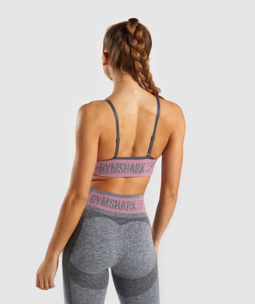 Gymshark Flex Strappy Sports Bra - Charcoal Marl/Dusky Pink