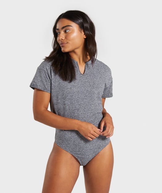 Gymshark Power Down Bodysuit - Charcoal Marl