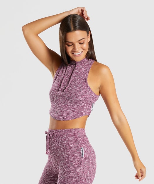 Gymshark Slounge Crop Top - Deep Plum Marl