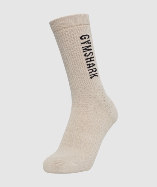 Gymshark Unisex Crew Socks (1pk) - Beige/Black