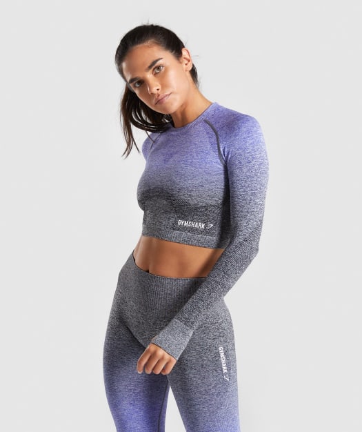 Gymshark Ombre Seamless Crop Top - Indigo/Black