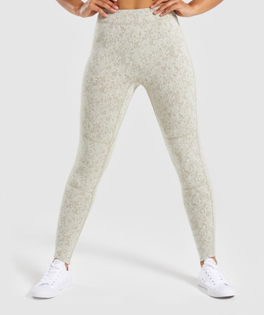 Gymshark Fleur Texture Leggings - Washed Khaki Marl