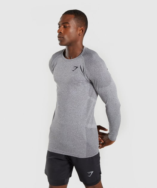 Gymshark Define Seamless Long Sleeve T-Shirt - Smokey Grey Marl
