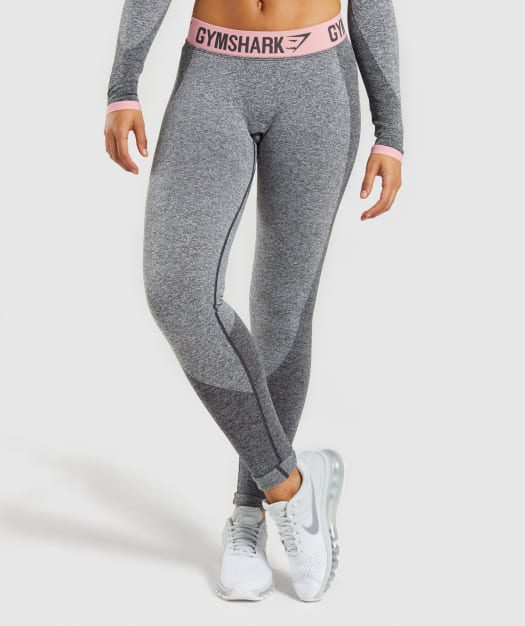 Gymshark Flex Leggings - Charcoal Marl/Peach Pink