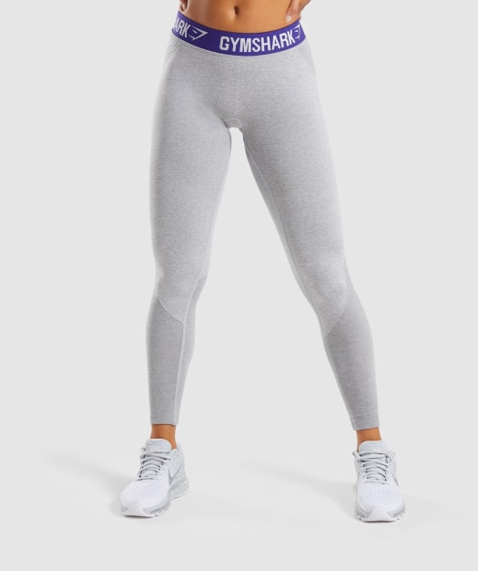 Gymshark Flex Leggings - Light Grey Marl/Indigo