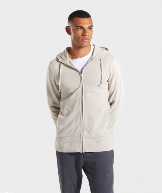 Gymshark Laundered Zip Hoodie - Chalk Grey
