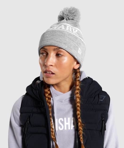 Gymshark New Era GS Tab Beanie - Grey Marl