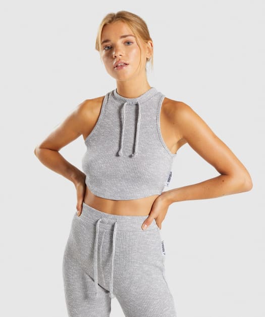 Gymshark Slounge Crop Top - Light Grey Marl
