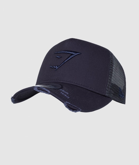 Gymshark New Era Distressed Trucker - Blue