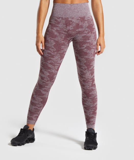 Camo Seamless Leggings - Berry Red