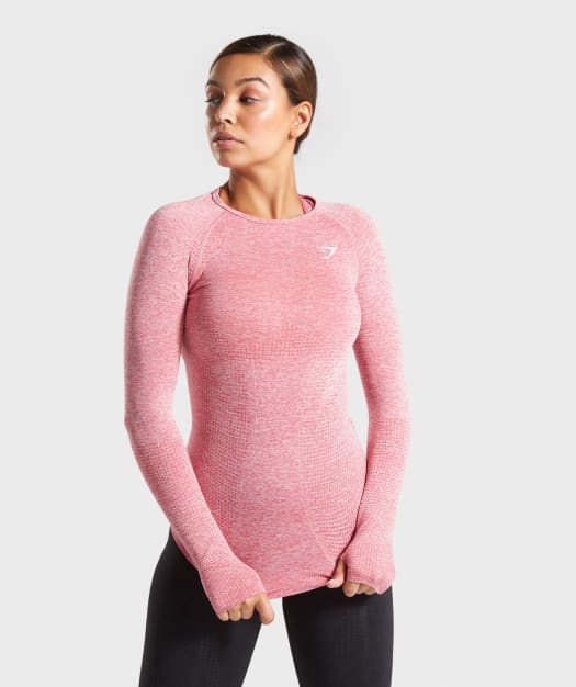 Gymshark Vital Seamless Long Sleeve T-Shirt - Pink Marl