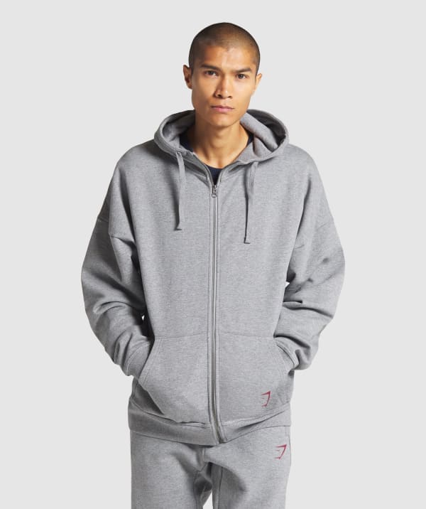 grey zip up hoodie mens