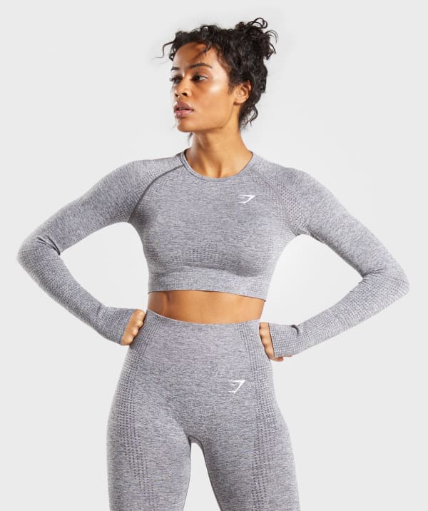 seamless long sleeve crop top workout
