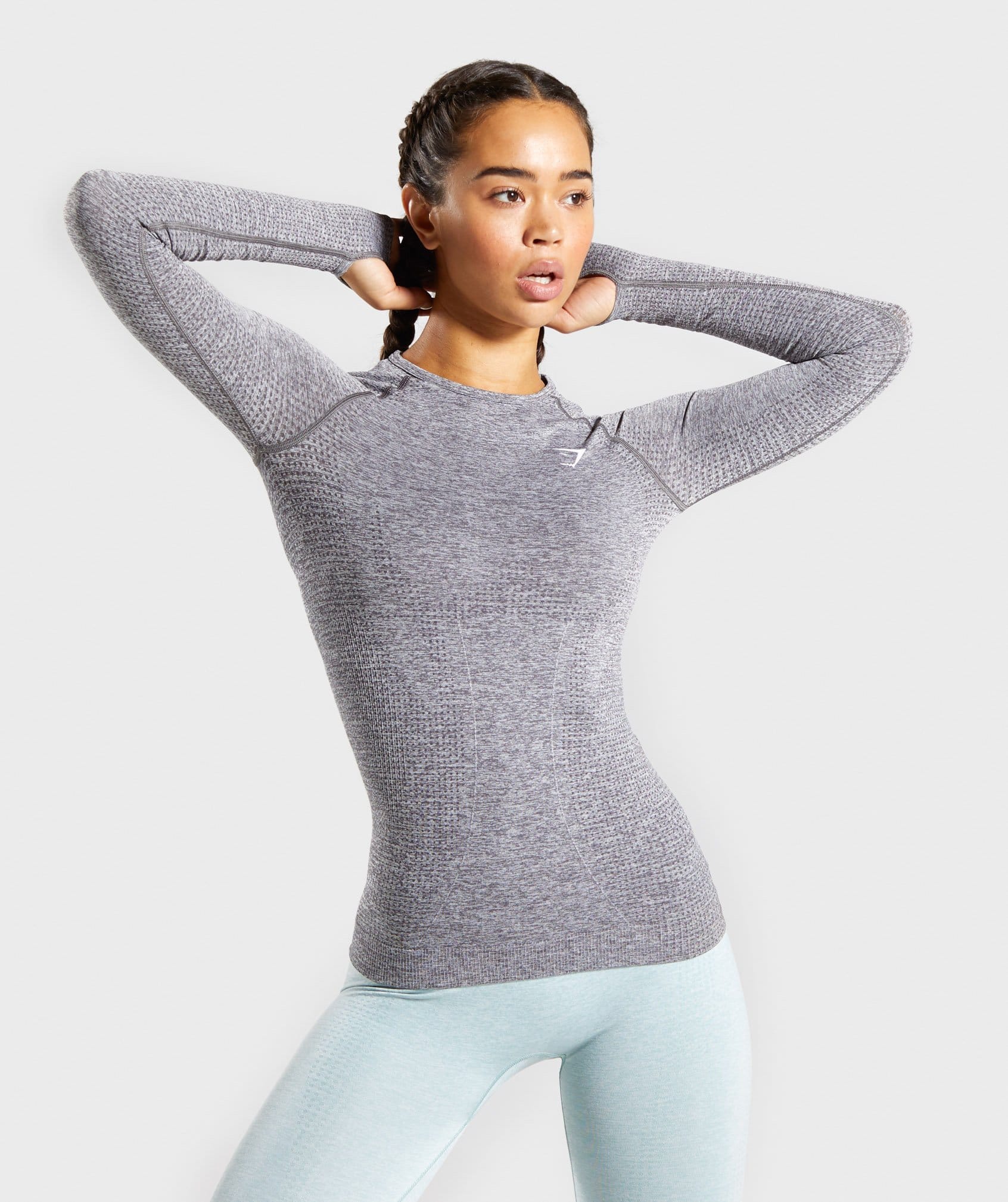 Gymshark Vital Seamless Long Sleeve Top - Smokey Grey Marl Image A