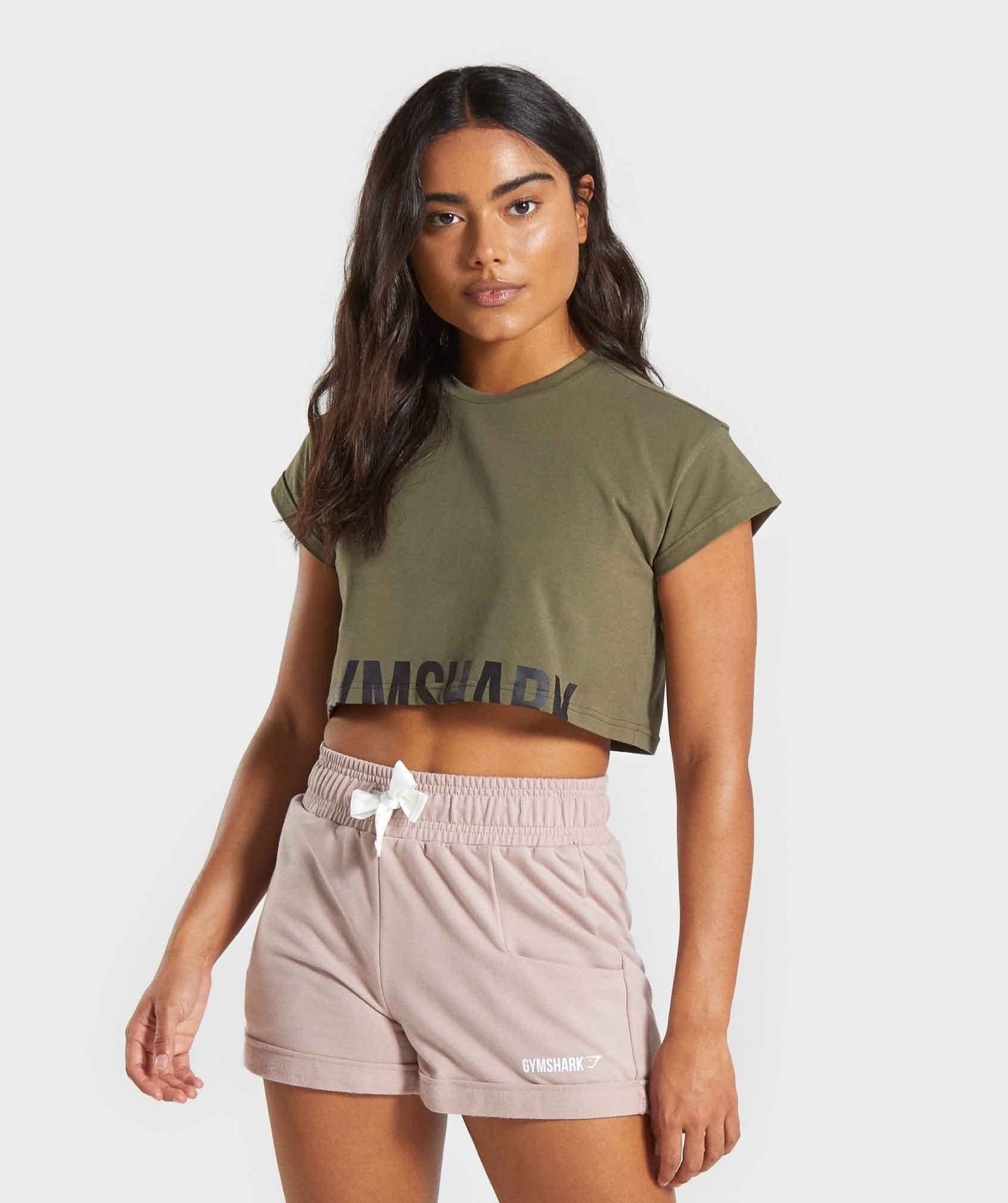 Gymshark Fraction Crop Top - Khaki