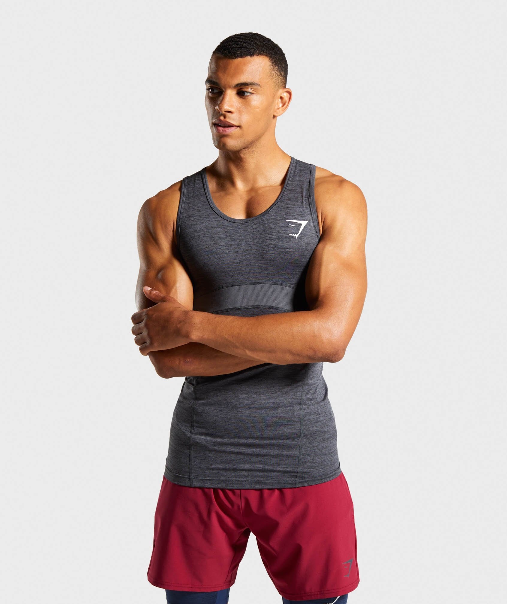 Gymshark Element+ Baselayer Tank - Black Marl/White