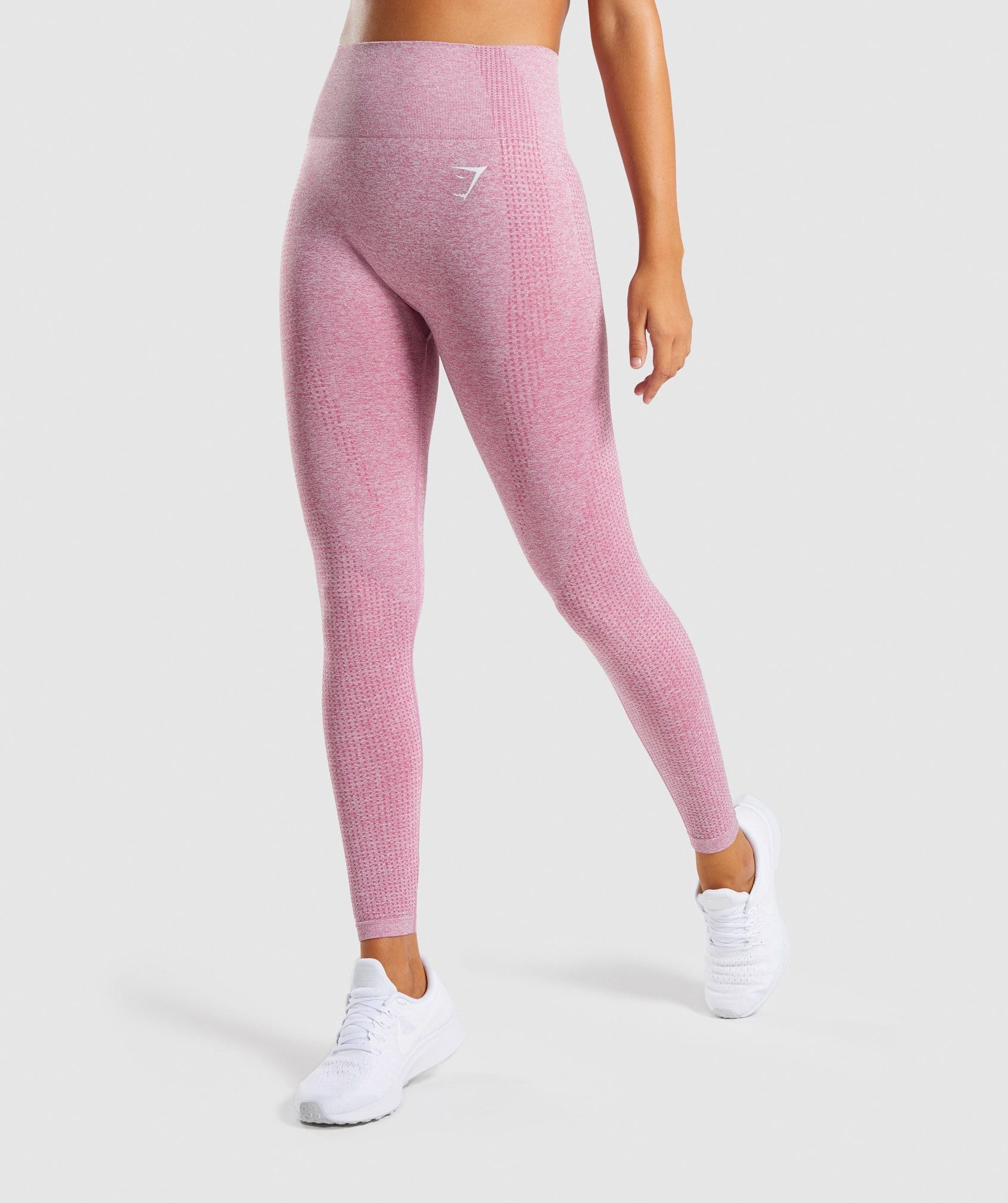 Full Length Dusty Pink Marl Vital Seamless Leggings From Front